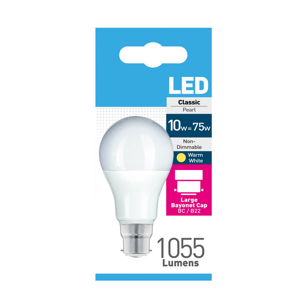LED GLS bulb 10 watt BC pearl
