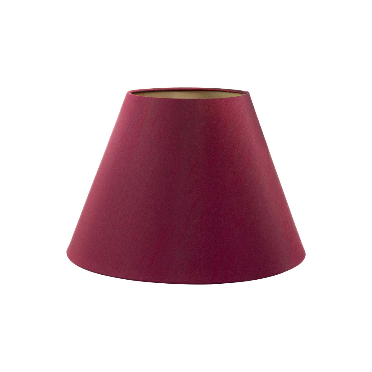Burgundy French empire lampshade with a gold lining.
