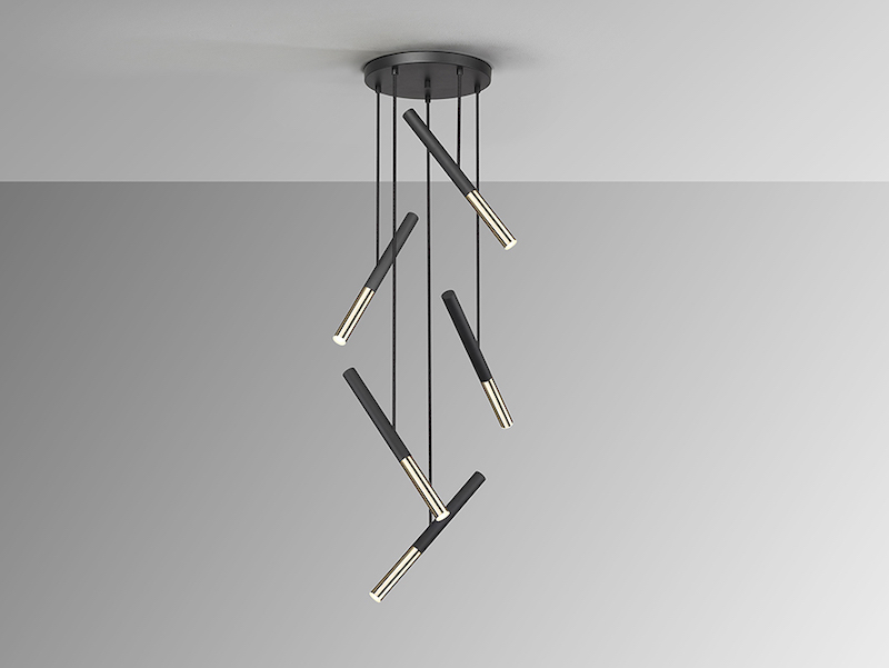 Edna 5 Light Black and Gold Pendant by Schuller
