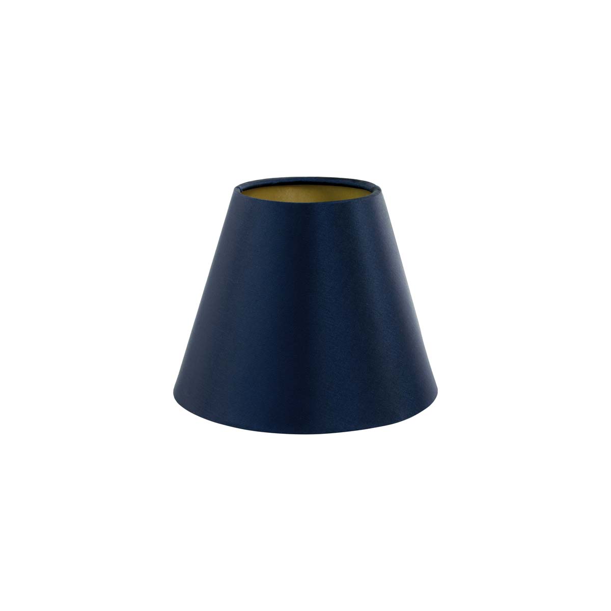 Navy blue candle clip shade with gold lining.