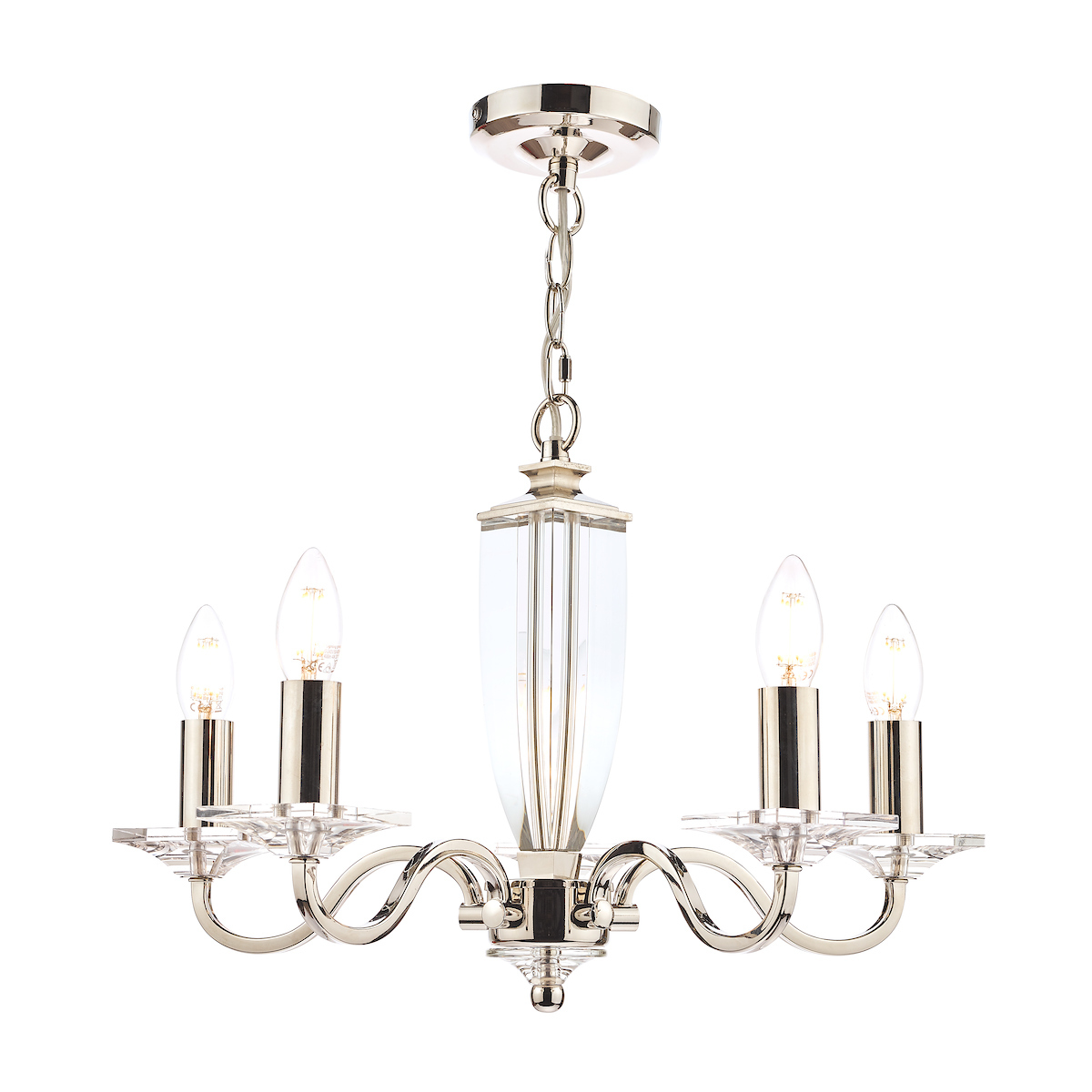 Laura Ashley Carson Cut Glass and Polished Nickel 5 Light Chandelier