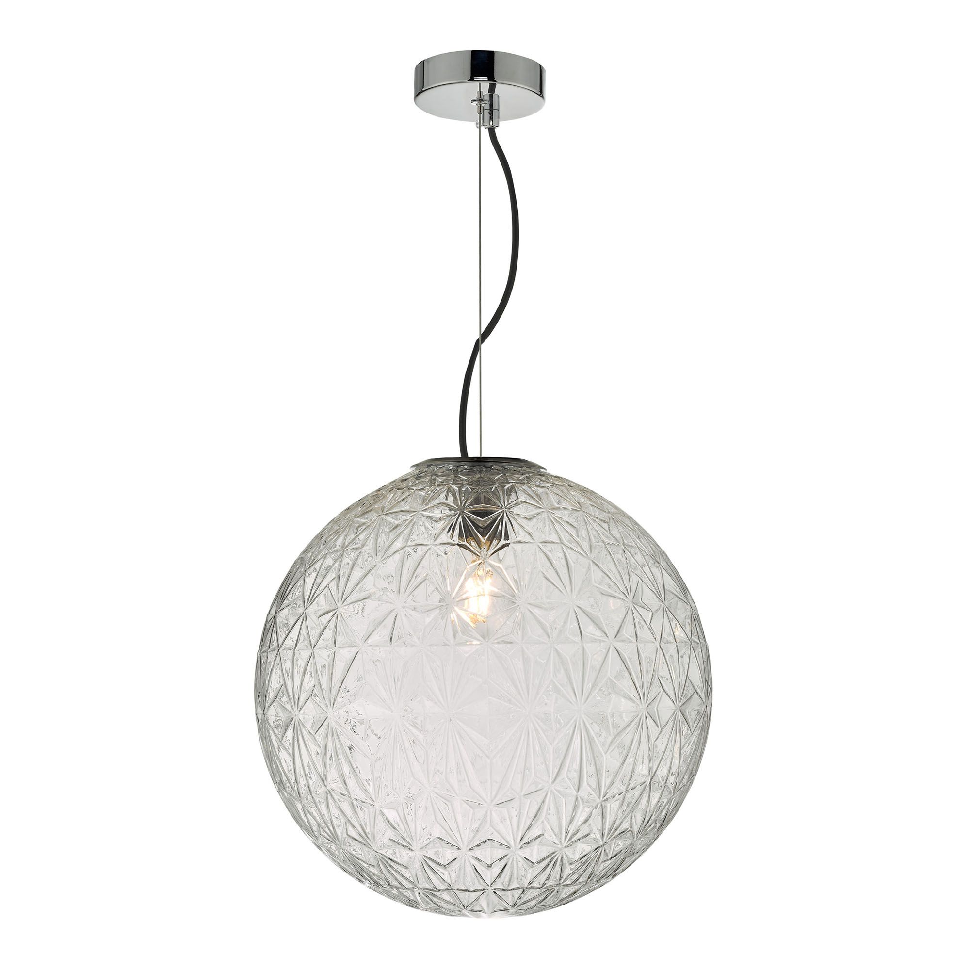 Ossian 1 Light Pendant Polished Chrome And Clear Glass Large