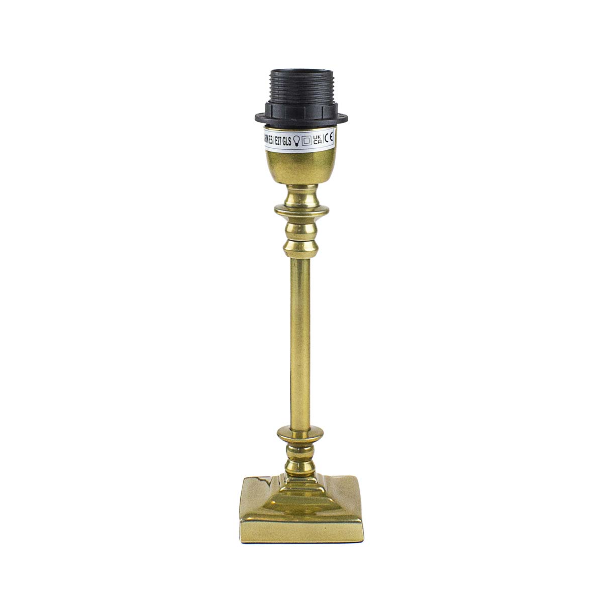 small antique brass table lamp with square base