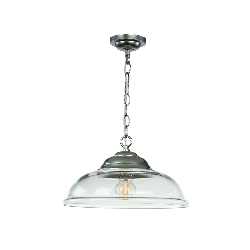 Webster clear glass and satin chrome pendant by David Hunt