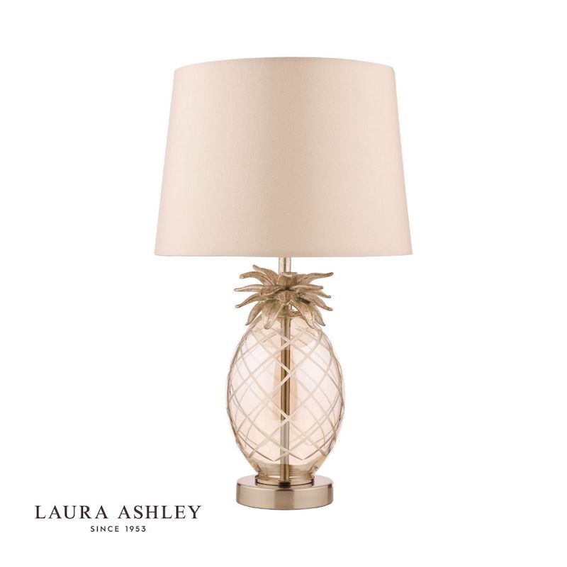 Laura Ashley Pineapple Champagne Small Cut Glass Table Lamp with Shade