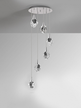 Aquaria Chrome and Glass 6lt Pendant by Schuller