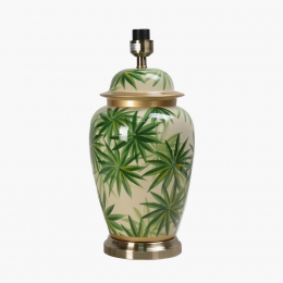 Curacao Palm Leaf Ceramic Urn Table Lamp