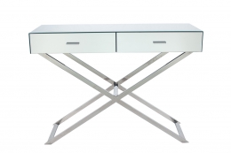 Silver Mirrored Glass and Metal Console Table